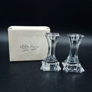 Lenox Ovations Unity Lead Crystal 4 Inch Candle Pair Czech Republic Taper